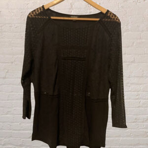 Lucky Brand Black Crochet Lace Tunic Top – Women’s XL